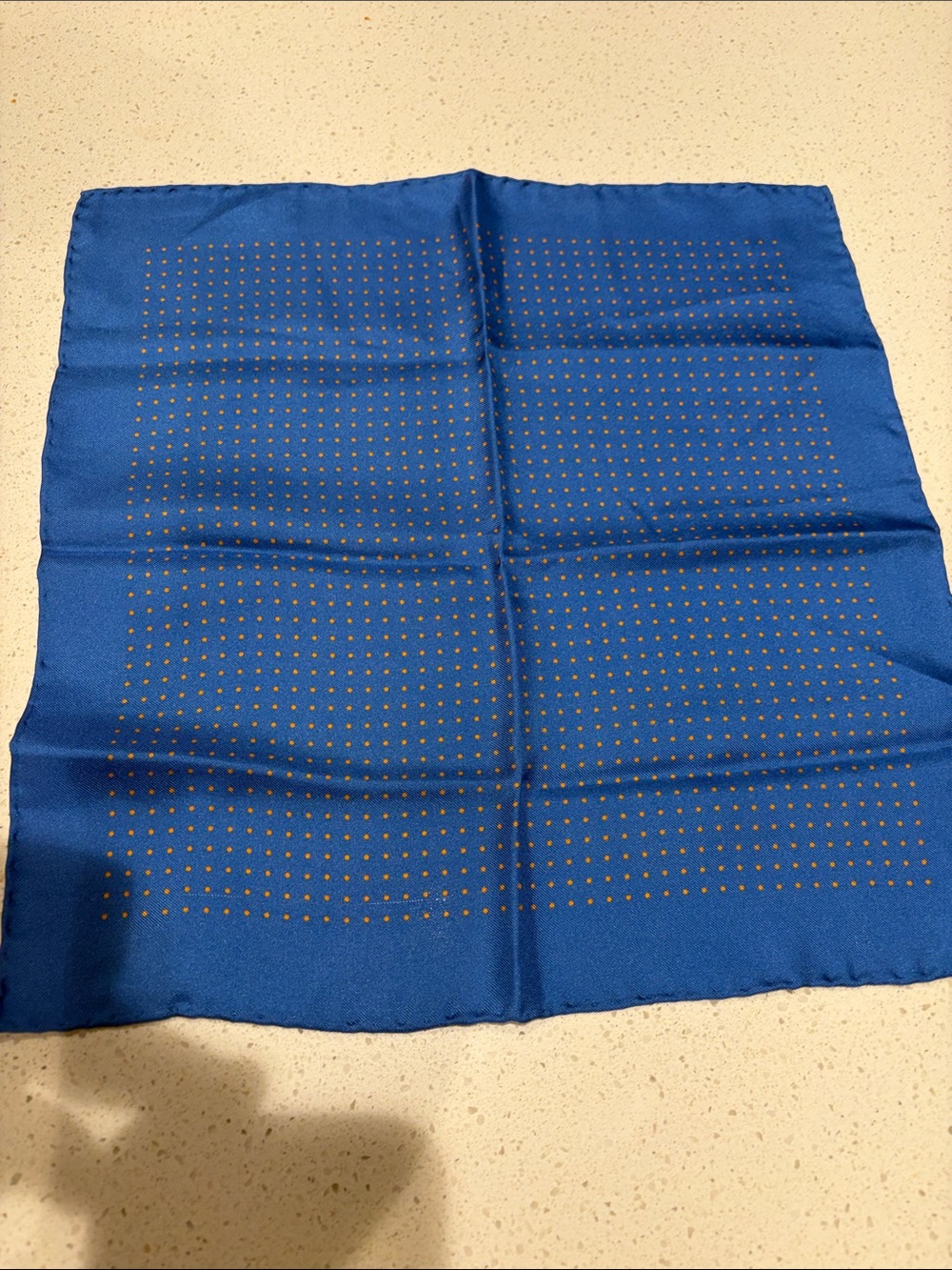 Classic Blue Silk Pocket Square with Subtle Dot Pattern